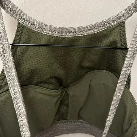 Prana Leily Sports Bra High Neck Caged Strappy Yoga Removable Pads Green - Picture 4 of 6